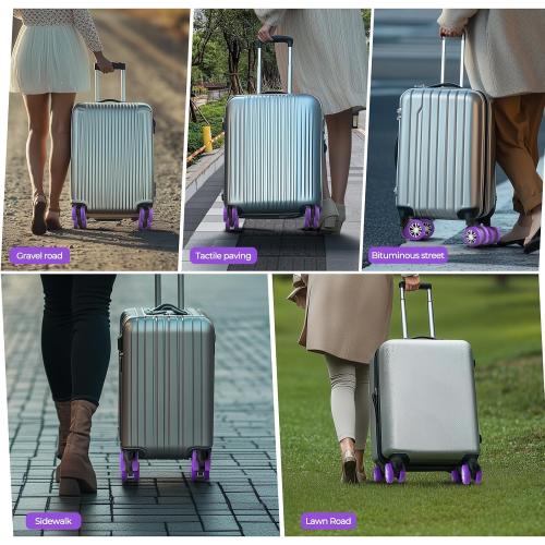 8Pcs Upgrade Luggage Wheel Covers, Travel Accessories (Purple)