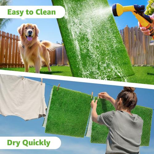 2Pack 18.75x15 Artificial Dog Grass Pee Pad 18.75x15 2 Pack, Washable Indoor Potty Training Replacement Turf for Puppy, Reusable Realistic Grass Mat for Dogs