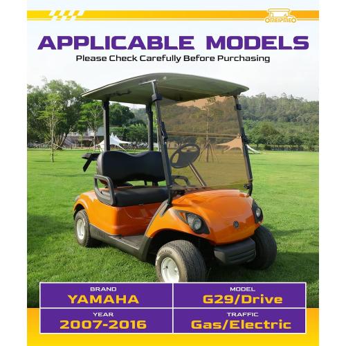 Upgrade Golf Cart Windshield for Yamaha G29/Drive 2007-2016 Gas/Electric Models, Foldable Golf Cart Windshield with Heavy Duty Hinges, Anti-UV&Impact Resistant, 5MM Thick PC Material