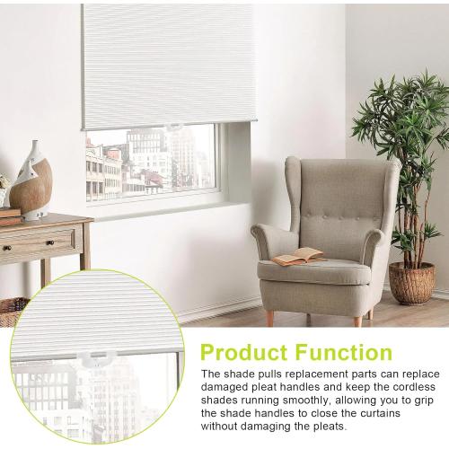Cordless Honeycomb Shade Lift Handles, Lite Rise Handles Blind Pulls Replacement Parts for Hunter Douglas Duette and Applause, Window Blind Handles, Cellular Shades Clips (3 PCS, Clear)