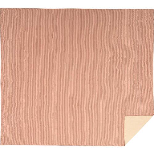 VHC Brands Sawyer Mill Ticking Striped Cotton Farmhouse Pre-Washed California King Bedding Accessory, Quilt 130x115, Red Country