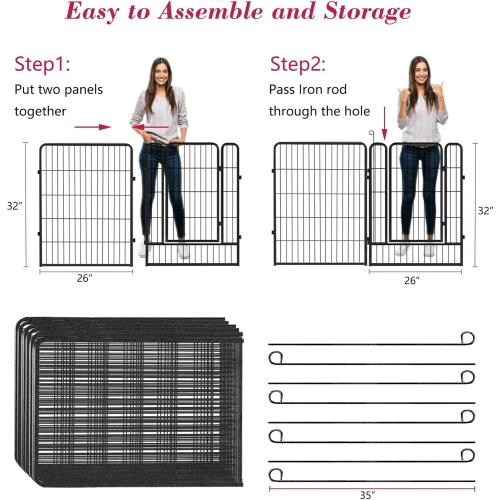 Dog Playpen,  Size 32inch 10 Panels Outdoor Dog Fence Indoor Dog Pen Anti-Rust Pet Puppy Pen Dog Exercise Pen with Lock for Medium Small Dogs, Portable Pet Fence for Yard RV Camping