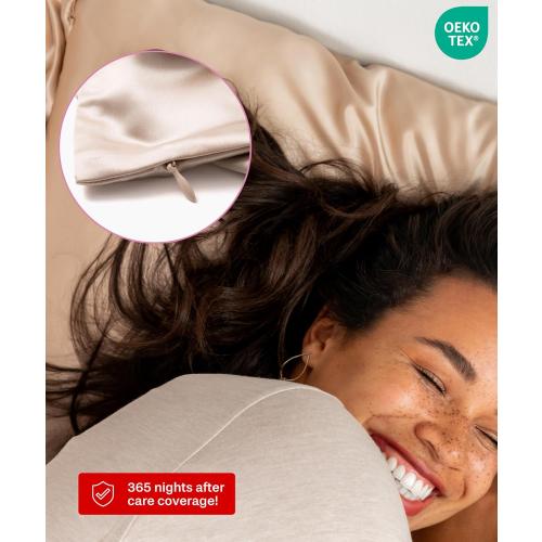 Size  king Color nude champagne SUNDAYSILKS™ Premium Silk Pillow Cases | 100% Mulberry Silk Pillowcase with Zipper, Real 22 Momme Grade 6A Silk, Standard Queen, King Size [Nude Champagne]