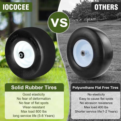 2 Pack 13x6.50-6 Solid Rubber Lawn Mower Tires,13X6.5X6 White No Flat Front Solid Tire Puncture Proof Compatible with Exmark 103-0065 Replaces 103-3051, 1-633584, 103-0063, 126-5361, 1-633585