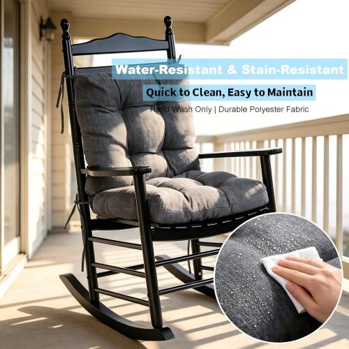 QILLOWAY Outdoor Chair Cushion for Patio Furniture, Waterproof Patio Cushions Set of 2 with Ties, Fade Resistant Replacement Pads for Outdoor Rocking Chairs,Charcoal Grey,Black ‼️possible stains and missing or broken pieces ‼️