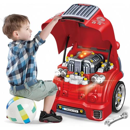 Interactive Truck Engine Toy with Removable Parts - Lights, Sounds, and Fun for Young Mechanics -Unleash their Creativity and Motor Skills with this Truck Engine Toy- Ideal Gift for 3-5-Year-Old Boys