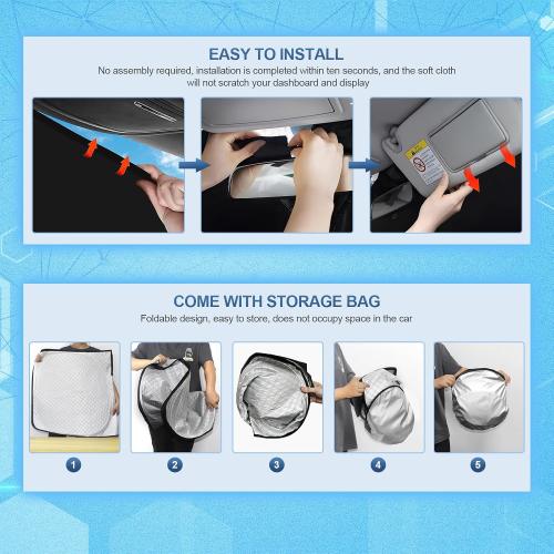 KMF 7pcs Thicken Full Window Sun Shades for Tesla Model 3 Accessories 2020-2024, Car Window Covers Sunshade for Windshield Side, UV Block Visor and Privacy Blackout for Camping Outdoor