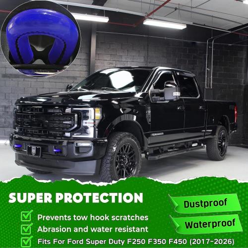 Front Tow Hook Cover for 2017-2026 Ford Super Duty F-250 F-350 F-450,Tow Hitch Covers, Ford Truck Accessories, Pickup Truck Accessories, F250 Must Haves, Silicone, Blue (2 Pack)