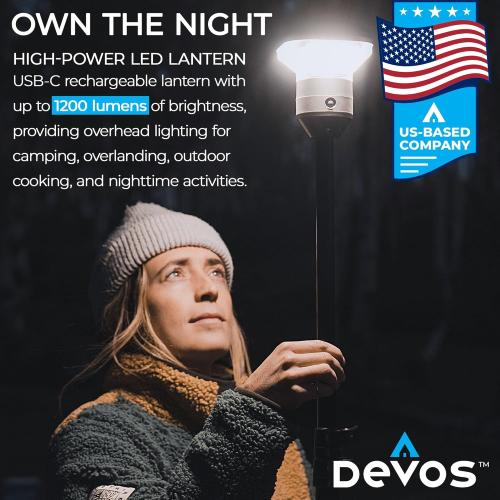 Devos Outdoor LightRanger 1200 - High-Performance LED Tripod Lantern with Adjustable Height, 9 Feet Tall with 1200 Lumens Brightness, and Long Battery Life.