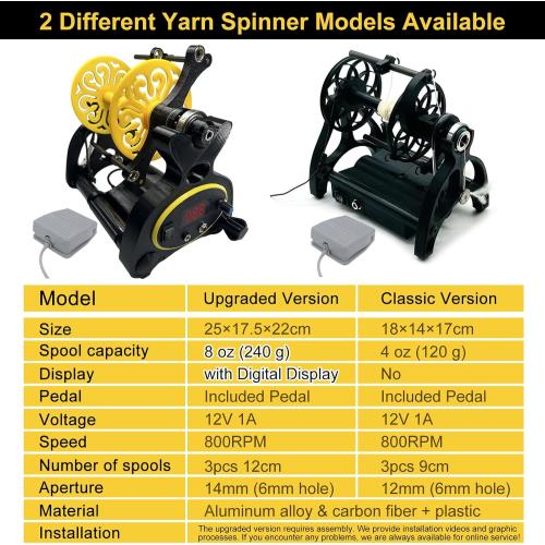 Electric Yarn Spinner Kit with Foot Controller & 3 Bobbins, Small Yarn Winder with Forward & Reverse