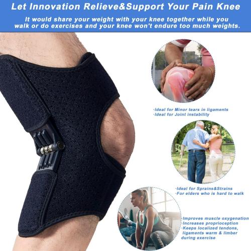 TANGABA Joint Support Knee Braces 2 Pack(Upgraded), Non-Slip Support Brace for Men Women, Knee Pain Relief Brace Powerful Rebound Spring Force Protection Booster for Climbing, Squat, Volleyball-Black