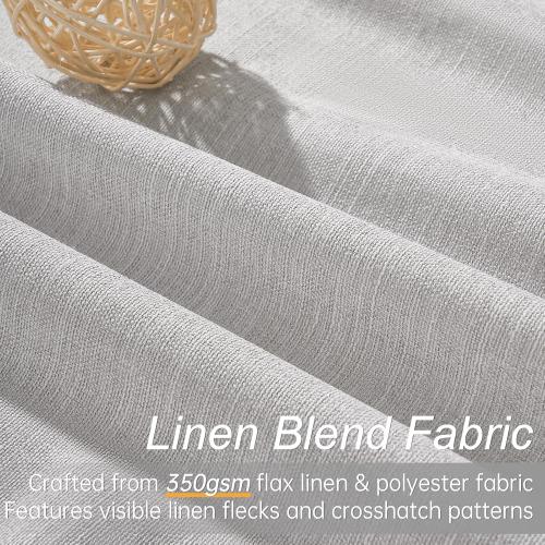 Topfinel Grey Beige Linen Blackout Curtains 84 Inch Long for Bedroom Living Room, Greige Gray Pinch Pleat Back Tab Gothic Moody Viral Drapes Mordern Boho Curtains for Window Dining Room 7 FT