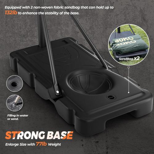 Basketball Hoop Outdoor Basketball Goal Portable Adjustable for Adults, Youth in Backyard, Driveway, Indoor, 44 Inch Pc Shatterproof Backboard, 2 Sand Bags and Portable Wheels