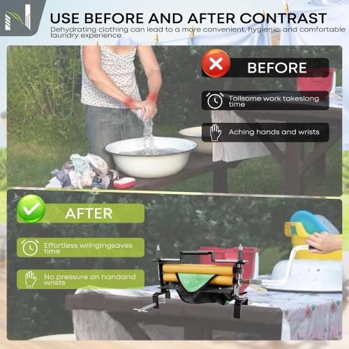 Heavy Duty Clothes Wringer, Hand Crank Laundry Wringer for Efficient Water Extraction, Perfect for Towels, Chamois, Sponges & Portable Washing Machines