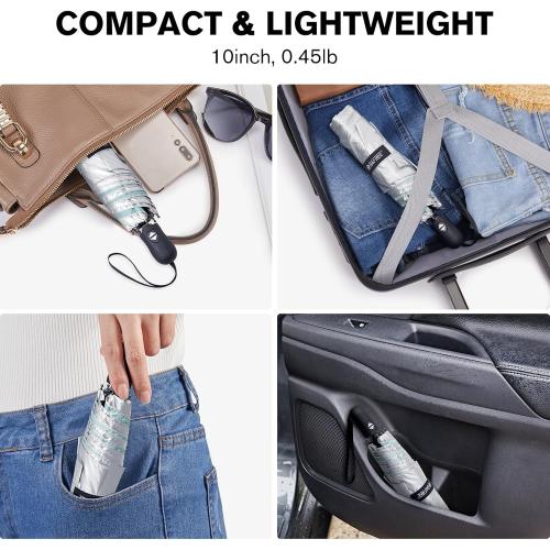G4Free Mini Ultralight Umbrella UPF 50  UV Protection Compact Lightweight Travel Umbrella Super Slim Small Portable Automatic Open and Close,40 Inch