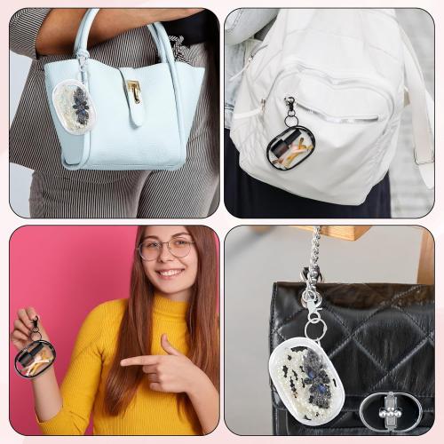4 PCS Cute Clear Bag Keychain, Clear Doll Display Keychain Bag, Portable Coin Purse Pouch for Display off Blind Boxes Mini Figures(Small Size)
