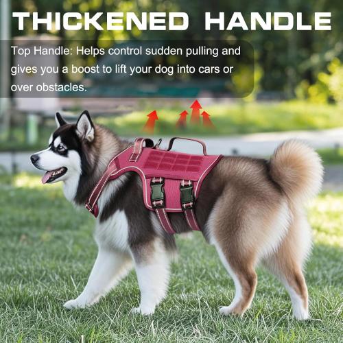 Dog Harness for Large Dogs Heavy Duty, No Pull Tactical Dog Harness with Molle System, Easy On and Off Service Dog Vest, Breathable Padded, Adjustable Reflective Pet Vest for Walking Hiking Training