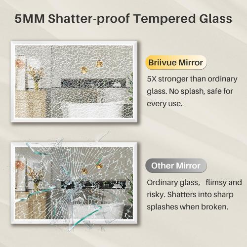 24x36 Inch White Bathroom Mirror for Wall, Thick Metal Framed Rectangle Mirrors for Over Sink, Bedroom, Living Room, Entryway, Anti-Rust, HD Tempered Glass