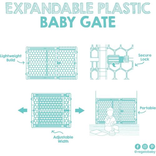 Regalo Safety 28-42 Extra Wide Expandable Baby Gate for Doorways & Bottom of Stairs, Pressure Mounted Safety Gate for Babies, Toddlers & Pets, Tested & Safe for 30 Years, American Designed and Owned