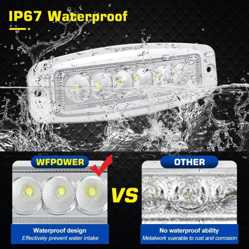 WFPOWER Flush Mount Boat LED Light Spreader, 2 Pack 7.3 Inch Marine Spotlights, Deck Dock Flood LED Work Light Bar, White Finish Light Bar for Boat Pontoon Fishing Truck SUV 4x4 12V 24V