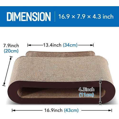 FluffyDream 2in1 Cat Scratcher Cardboard Lounge Bed, Cat Scratching Board, Durable Board Pads Prevents Furniture Damage