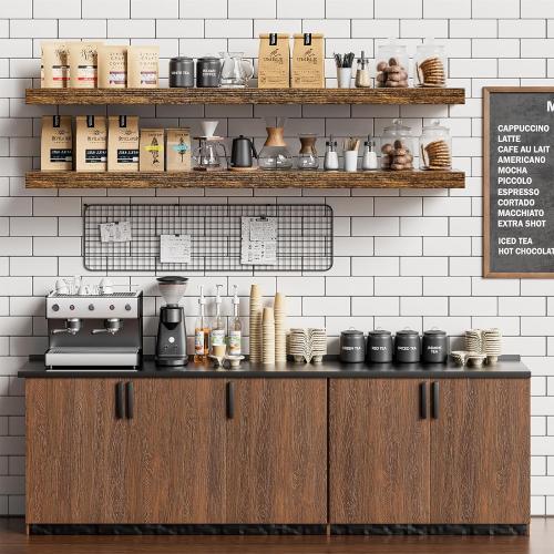 Floating Shelves for Wall 48 Inches Long,9.3 Deep Rustic Brown Floating Shelf Set of 2,Wall Mounted Wood Shelves for Bathroom Bedroom Living Room Kitchen Office,Shelf for Books Storage Room Decor