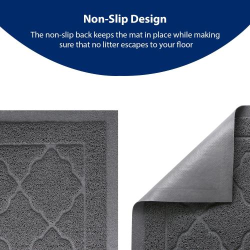WePet Cat Litter Box Mat, Kitty Premium PVC Pad, Durable Trapping Rug, Phthalate Free, Urine-Resistant, Scatter Control, XXL 47 x 36 Inch, Grey