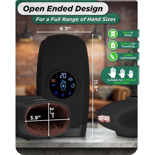 Lunix LX7 Electric Hand Massager with Compression, Pressure Point Therapy for Arthritis, Pain Relief and Carpal Tunnel, Shiatsu Massage Machine with Heat, with Hand Warmer, Black