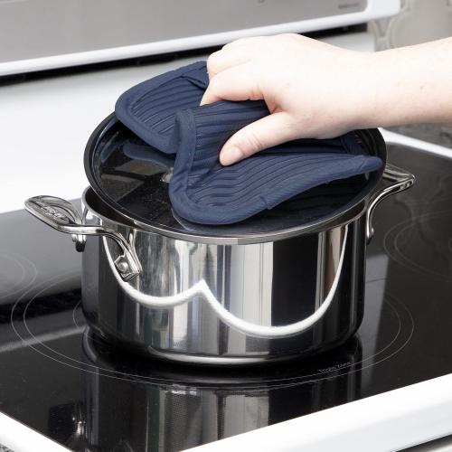 All-Clad Premium Pot Holder & Hot Pad: Heat Resistant to 500 Degrees - 100% Cotton, 10x6.25 Hot Pad for Kitchen and Barbeque, (1-Pack), black