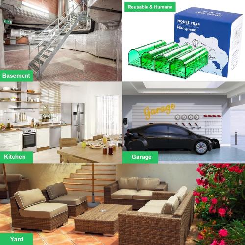 Set of 4 Pcs Humane Mouse Traps Indoor for Home, Live Mouse Trap, Reusable Mice Trap Catcher for House & Outdoors