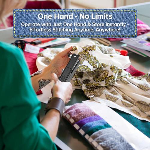 Handheld Sewing Machine for Beginners - Portable Cordless Mini Sewing Machine, Complete Sewing Kit & Accessories - Easy Electric Stitching for Home, Travel & DIY Repairs, Black