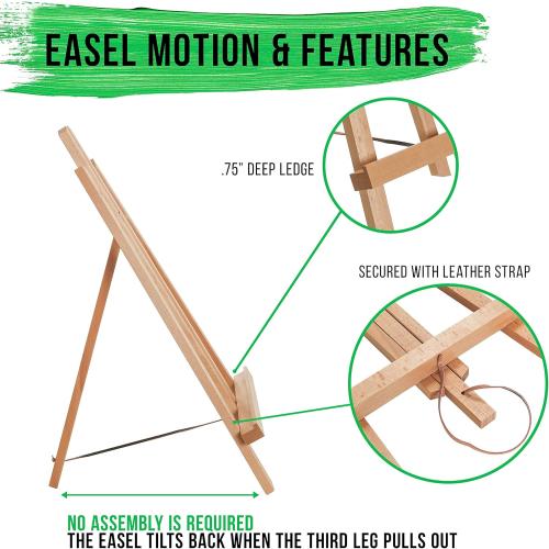 U.S. Art Supply 18 Large Tabletop Display Easel - Beechwood Artist A-Frame Display Stand, Wooden Easel for Painting, Canvas Stand, (Pack of 1) Classrooms Events Photo Picture Sign Holder