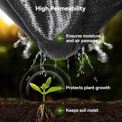 iropro 3ftx300ft Weed Barrier Fabric 3.2oz Landscape Fabric Heavy Duty, Woven Weed Control Cloth, Woven Weed Fabric for Underlayment, Gardening Ground, Commercial Driveway Weed Block Cover Mat
