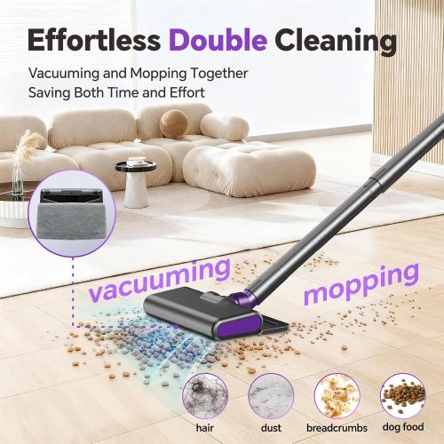 Cordless Vacuum Cleaner, Powerful Suction Vacuum Cleaners for Home, Stick Vacuum Cordless Rechargeable with LED Screen and 3-Speed Suction, Lightweight Handheld Vacuum for Pet Hair, Hard Floor, Carpet