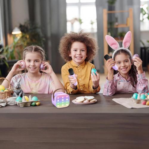 Karaoke Machine for Kids, Portable Mini Speaker with 2 Wireless Microphones, TOP Kids Gifts for Girls Ages 3, 4, 5, 6, 7, 8, 9, 10  Years Old, 4-12th Birthday Easter Present Toy Party (Purple)