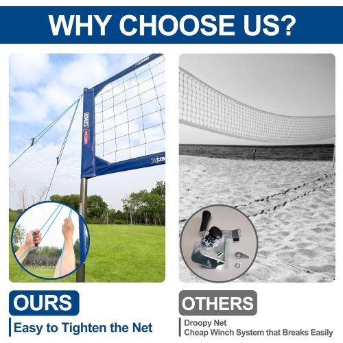 Professional Volleyball Net Set Heavy Duty for Outdoor Backyard Portable with Aluminum Adjustable Height Scoring Poles, Regulation Nets System for Tournament, Grass