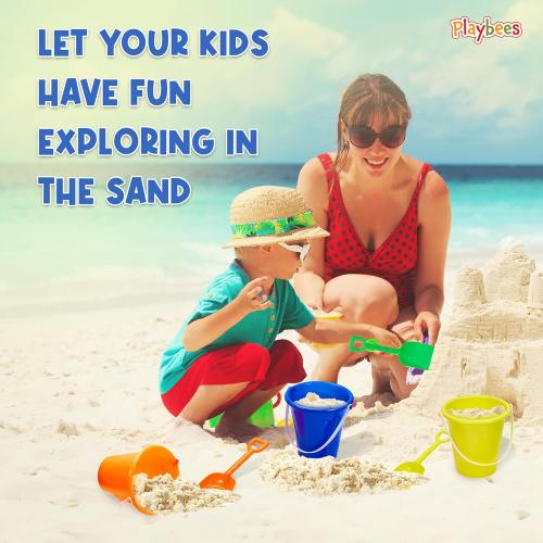 6 Pack Beach Pail and Shovel Toy Set for Toddler 1-3 Includes 6.75 Inch Colorful Plastic Beach Buckets and Shovels for Sand Castle Building, Party Favors Decoration for Boys Girls Sandbox Toys .
