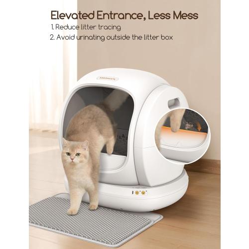Size 75L  Automatic Cat Litter Box, Large Opening Self Cleaning Litter Box with Safety Protection for Multiple Cats, App Control, Odor-Free, 75L Space