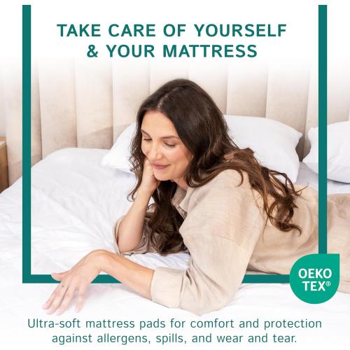 RV King Waterproof Mattress Pad - Fitted Mattress Protector with Quilted Pillow Top Mattress Topper - Premium Quality Hypoallergenic Mattress Cover (72'x80')