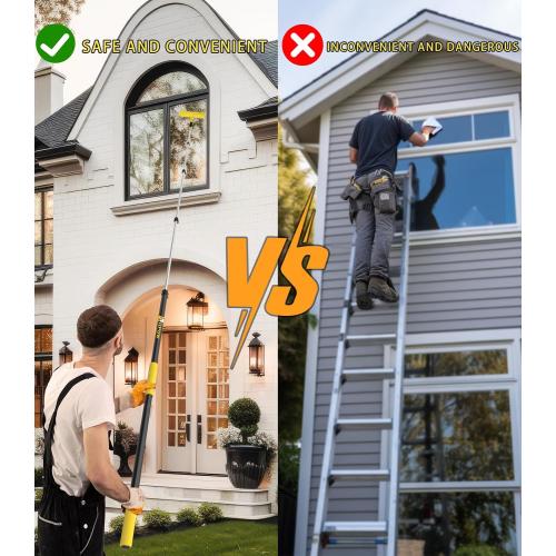 20 Foot High Ceiling Duster Kits with 5-12ft Heavy Duty Extension Pole, High Reach Duster for Cleaning,Microfiber Feather Duster,Cobweb Duster,Ceiling Fan Duster,Window Squeegee & Cleaner