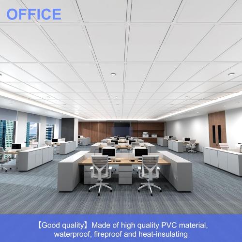 Smooth Drop Ceiling Tiles 2ft x 4ft - Waterproof, Fire-Rated, Easy Drop-in Installation - Premium PVC to Prevent Breakage - Ceiling Tiles 24 x 48, 10-Pack Cover 80 Sq. Ft, White