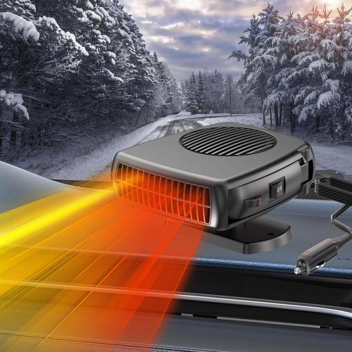 12 Volt 200W Car Heater, Portable Vehicle Heaters and Defrosters, Rapid Windscreen Defogger & Window Defroster for Winter with Cigarette Lighter Plug-In for All Cars