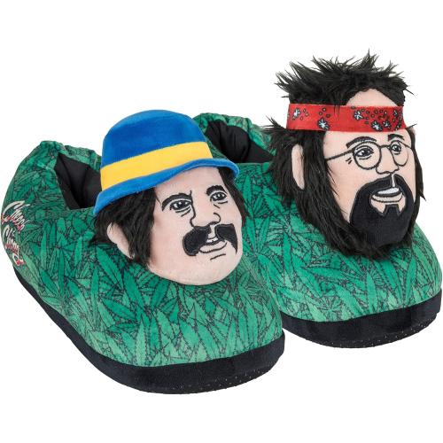 ODD SOX, Cheech & Chong, Fun Indoor Novelty Slippers, Big Fuzzy Cozy