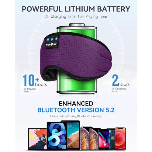 MUSICOZY Sleep Headphones Bluetooth 5.4 Headband Headphones Super Soft & Breathable, Wireless Sleeping Eye Mask Earbuds Earphones for Side Sleepers Mom Women Cool Tech Gadgets Gifts