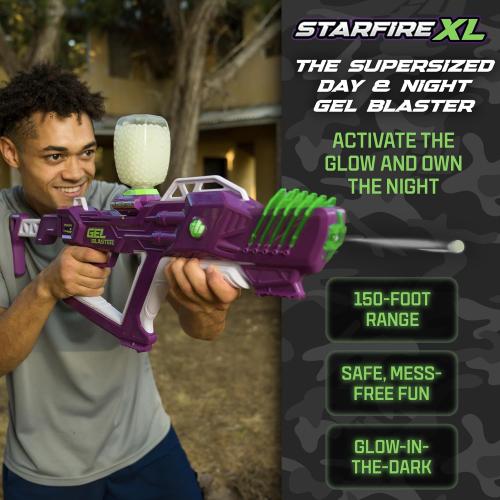 Gel Blaster Starfire XL - Glow-in-The-Dark Supersized Toy Gel Blasters with Water Based Beads - Semi, Full-Auto, Triple Burst Modes & Adjustable FPS - Outdoor Games & Toys - Ages 14  may have missing accessories