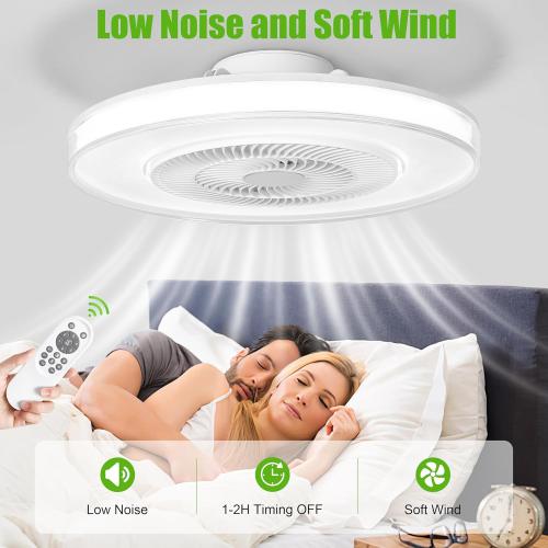 Size 20 Color White Ceiling Fan with Light and Remote, Modern Low Profile,Stepless Color Temperature and Brightness Adjustable and 6 Wind Speeds for Bedroom, Kids Room, Living Room and Study Room (White)