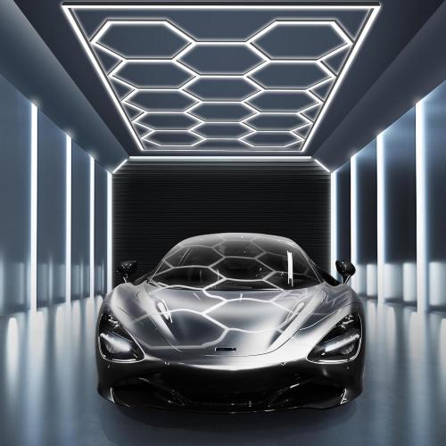 MODERN Hexagon Garage Light: Higher Brightness 720W 86400 Lumens Hexagon Led Garage Light with Rectangle Frame 6500K for Garage, Basement, Warehouse, Auto Beauty Shop, Car Detailing Shop etc. …