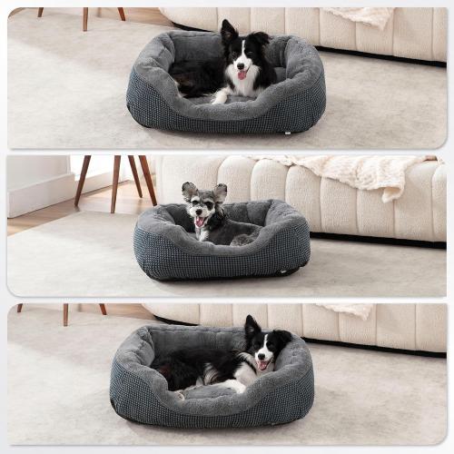 Dark Grey Small INVENHO Dog Bed for Small Dogs, Cat Beds for Indoor Cats Washable, Orthopedic Dog Bed, Warming Soft Calming Sleeping Puppy Bed Durable Pet Bed with Anti-Slip Bottom
