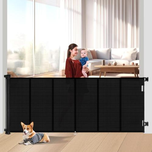 Upgraded 120 inch Retractable Baby Gates Extra Wide with Reinforced Strip Design to Prevent Crawling Through, 48 Extra Tall Retractable Gates, 10 FT Retractable Dog Gate for Indoor/Outdoor