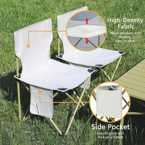 Outdoor Camping Chair, Collapsible Chair with Side Pocket and Carry Bag, Folding Chair for Camping, Beach, Picnic, Sunbathing Chairs with Storage Bag (Black)